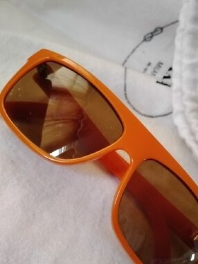 Men's Wormser sunglasses. Orange Frames. Brown Tone Lenses.